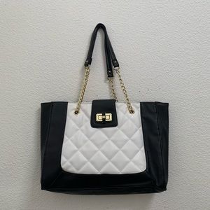 Large black and white handbag